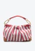 Bolsa shoulder bag Cecconello em linho listrado vermelho, detalhes em couro e palha, alça removível e fechamento por ímã. Perfeita para looks resort chic!