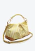 Bolsa shoulder bag Cecconello em linho verde listrado, detalhes em couro e palha, alça removível e design resort chic. Garanta elegância e funcionalidade!
