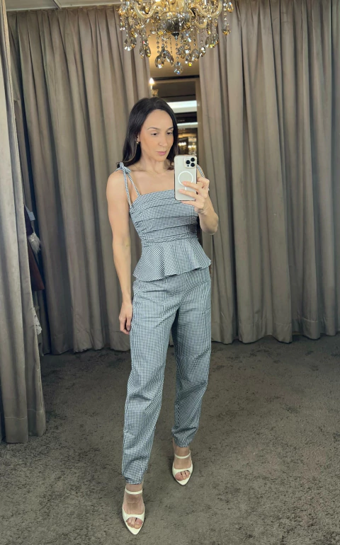 CONJUNTO TOP PEPLUM CALCA COTTON VICHY - 85.04.CJ57017 - comprar online