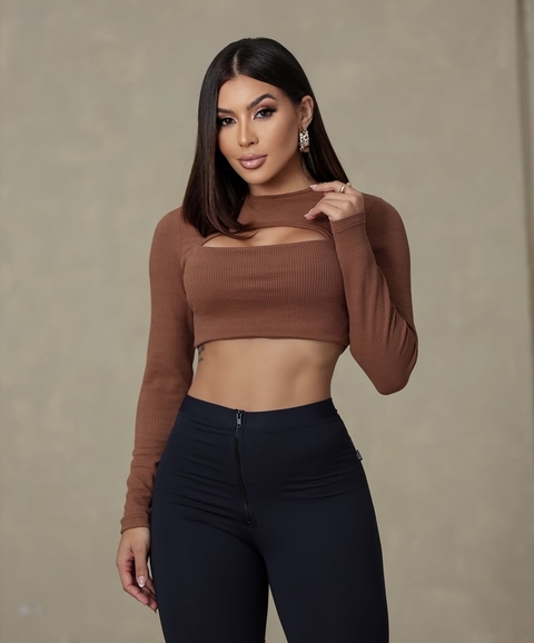 Cropped Nubia - Marrom - comprar online