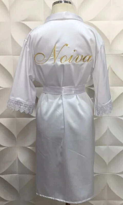 Robe de Crepe Acetinado Manga 3/4 e Renda Guipir Bordado - Noiva - Casamento - Debutante