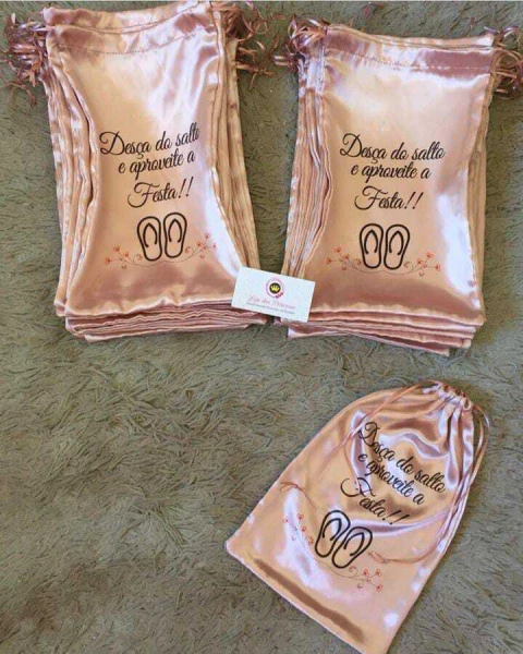 Saquinhos de Cetim Estampados Arte Padrão para Chinelo - Kit com 20 unidades