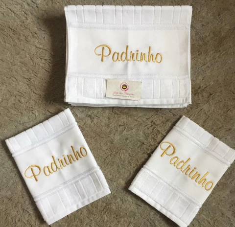 Toalha de Lavabo Bordada Título - Padrinho/ Madrinha/ Pais