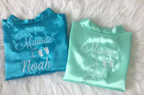 Robe de Cetim Maternidade Bordado