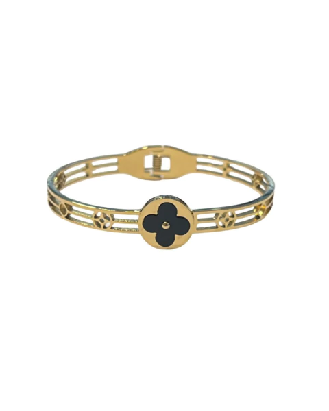 0237 PULSERA RIGIDA FLOR NEGRA