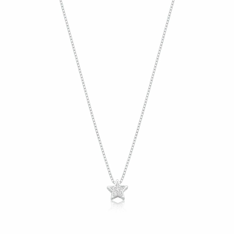 Colar de prata 925 com pingente de estrela cravejada com zircônias