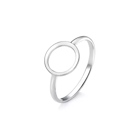 Anel feminino em prata 925 com design de círculo vazado e estilo geométrico minimalista