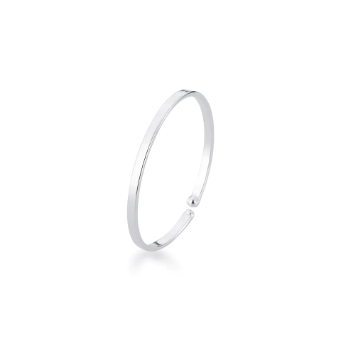 Anel regulável em prata 925 com design quadrado minimalista e acabamento polido liso.