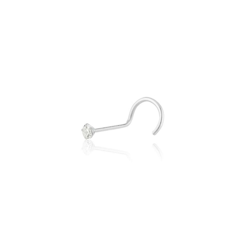 Piercing de nariz em prata 925 com zircônia tipo ponto de luz e haste fina