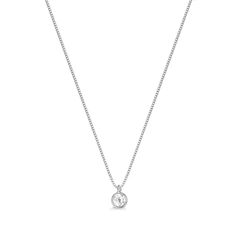 Colar em prata 925 com zircônia redonda de 5mm e corrente veneziana de 45cm