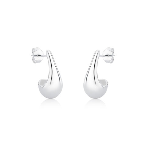 Brinco feminino argola gota média em prata 925 com design moderno e acabamento polido.