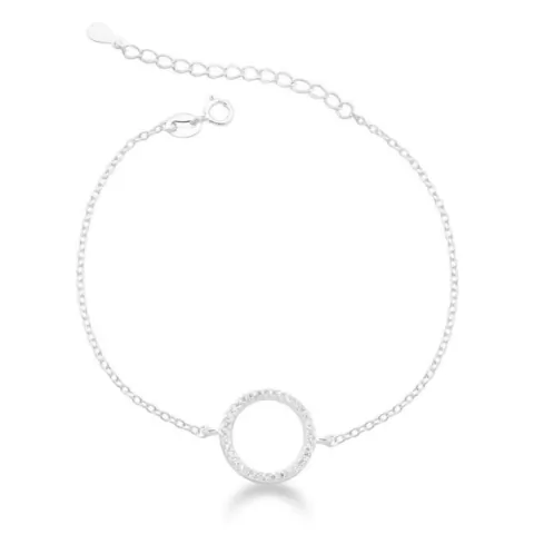 Pulseira feminina em prata 925 com círculo cravejado de zircônias, design moderno e delicado.