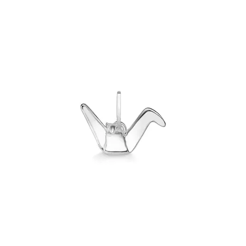 Pingente feminino em prata 925 com design tridimensional do pássaro tsuru.