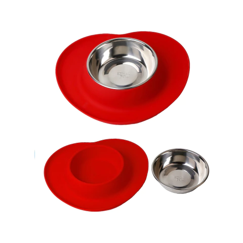 PLATO (X2UN) ACERO INOX + BASE SILICONA 30CM 300ML PERRO Y GATO - comprar online