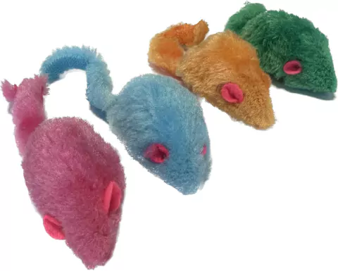 PACK 4 RATONES FLUOR 6X2.5CM+COLA JUGUETE GATO - comprar online
