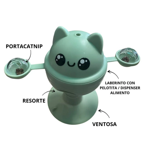 PELOTA RESORTE VENTOSA DISPENSER ALIMENTO Y PORTACATNIP GATO - comprar online