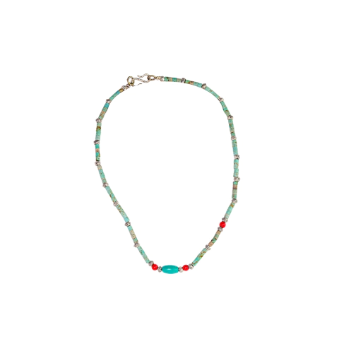 Colar com Contas de Pedra Natural e Resina