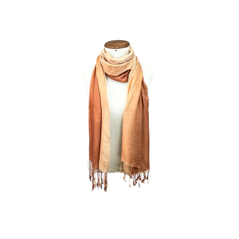 Pashmina Indiana Degradê Terracota e Dourado