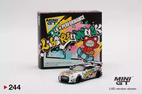 1/64 LB★WORKS Nissan GT-R R35 Miniatura 1:64 Nissan GT-R R35 LBWK Kuma Graffiti - Coleção