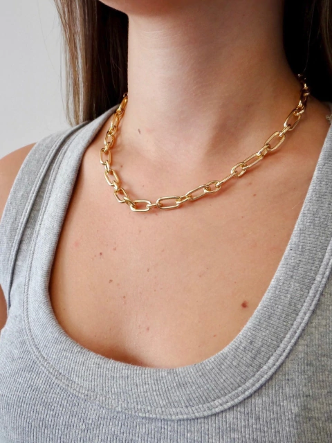 Choker Corrente Elos Fígaro - Folheado - comprar online