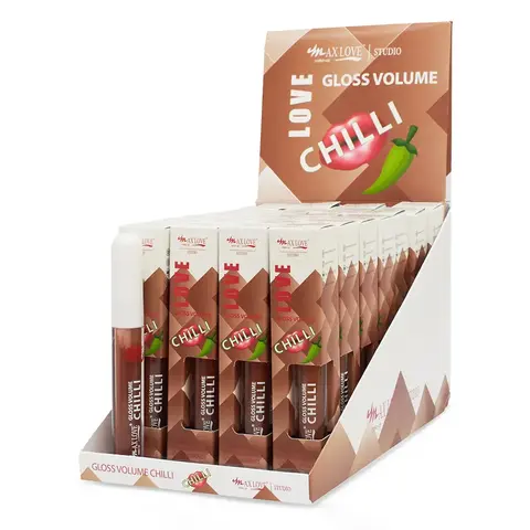 BOX GLOSS VOLUME CHILLI CHOCOLATE COR 81 MAX LOVE – 28 UNIDADES