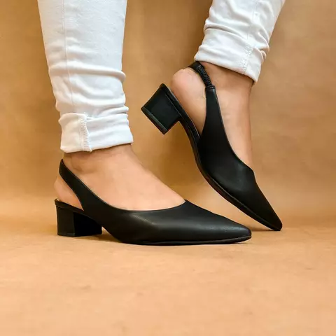 slingback bico fino salto baixo - comprar online