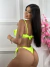 Biquini Retro Babado Amarelo Neon Texturizado Calcinha Lacinho na internet