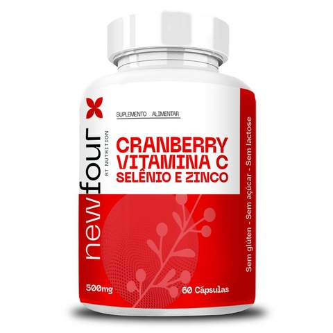 Cranberry Vitamina C Selênio e Zinco 500mg - 60 Cápsulas New Four