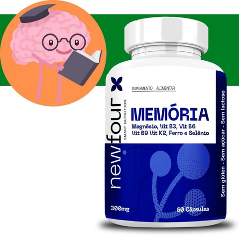 Memória 300mg - Magnésio, Vit B3, B6, B9, Vit K2, Ferro e Selênio