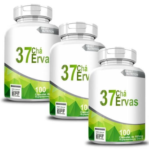 KIT 3 Frascos Chá 37 Ervas - 300 Cápsulas