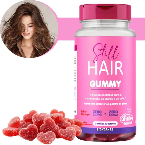 Still Hair Gummy – Vitaminas para Cabelo, Pele e Unhas - Crescimento Capilar, Zero Açúcar, Sabor Morango