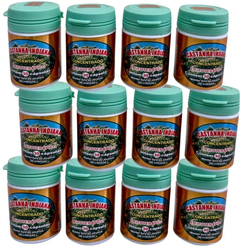 Castanha Indiana para Varizes, Dores nas Pernas e Costas - KIT com 12 Frascos