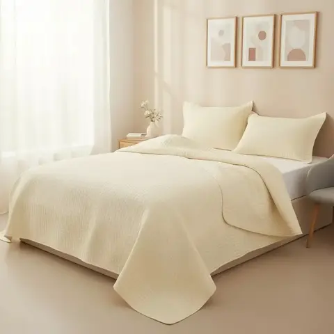 Cubrecama Quilt Natural Madrid | Diseño Texturado, Elegancia y Confort Premium