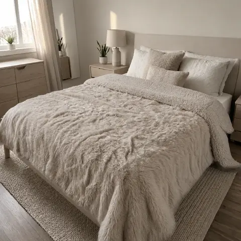 Frazada Cacharel Paris Patagonia - Gris Claro - Corderito Premium Abrigado