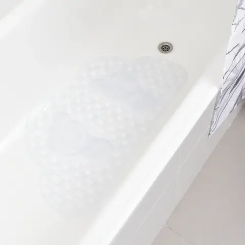 Alfombra de BañoColor Transparente PVC Antideslizante | Diseño Pies, Secado Rápido y Fácil Limpieza