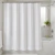 Cortina de Baño lisa Bordada Premium | Diseño Floral + 12 Ganchos Decorativos Color Blanco