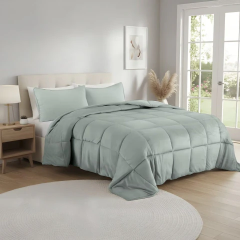 Acolchado Kavanagh New Soft Verde Reversible Flannel Ultra Suave + Fundas