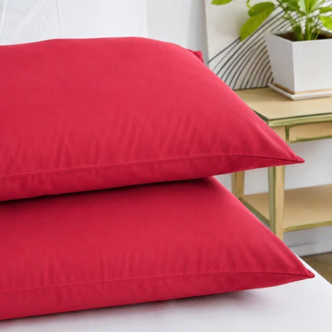 Set Fundas de Almohada Rojo 50x75+10 solapa Cacharel Pack X2 100% Algodón Suave