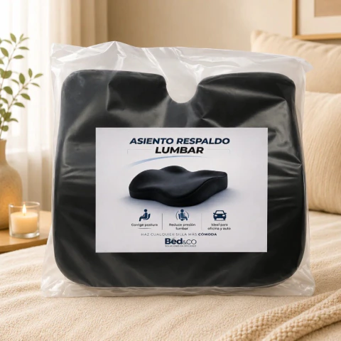 Asiento Ergonómico Lumbar Bed&Co | Confort para Oficina, Auto y Hogar