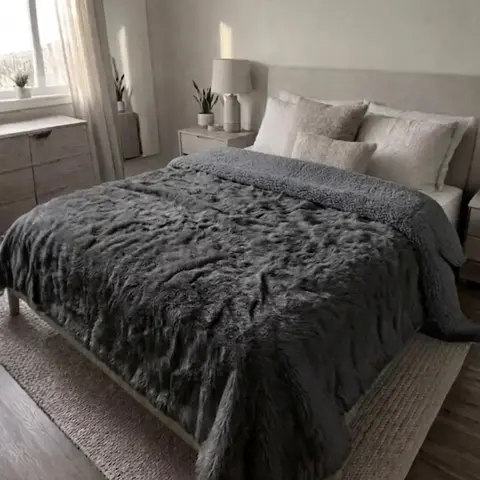 Frazada Cacharel Paris Patagonia - Gris Oscuro - Corderito Premium Abrigado