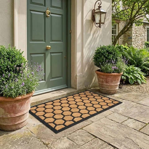 Alfombra De Coco Natural 60x40 | Base Antideslizante | Diseños Premium