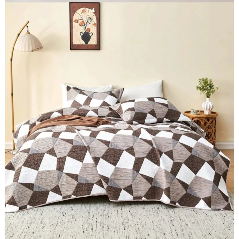 Cubrecama Cacharel Jacquard | C/fundas De Almohada, Color Marron