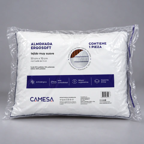 Almohada Camesa Ergosoft 50x70 | Fuelle 5 cm, Soporte Firme y Tejido Ultrasuave