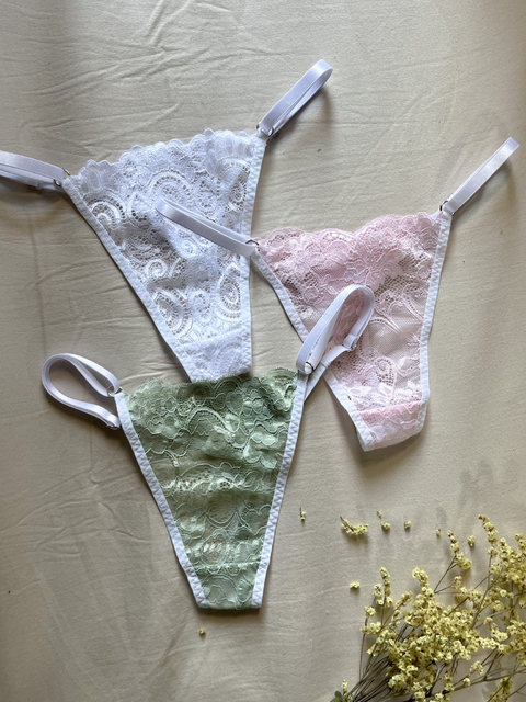 Pack x 3 de Encaje (Blanco/Rosa Bebé/Verde Musgo) - comprar online