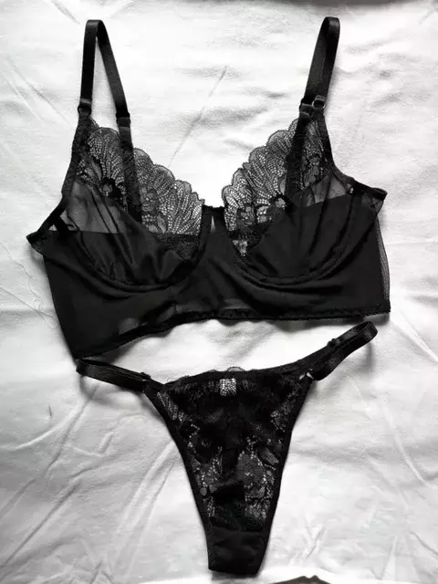 Conjunto Bustier Carm Negro (microtul/encaje, con aro) - comprar online