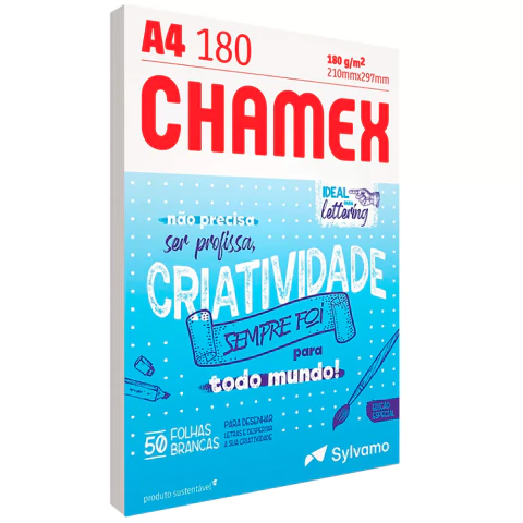 Papel Chamequinho A4 180g P/Letterring C/50 Fls