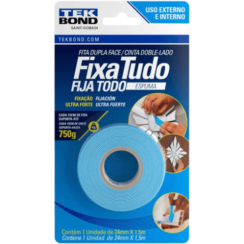 Fita Dupla Face Espuma Fixa Tudo Tekbond 24mm x 1,5m - comprar online