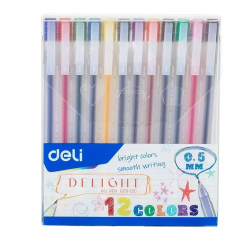 Caneta Esferográfica Deli Gel Delight Bullet Estojo C/12 Cores 0.5mm