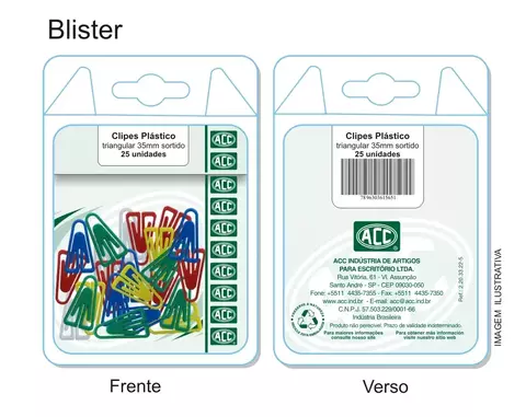 Clipes Triangular Plástico Acc Sortido 35mm C/25 Unidades