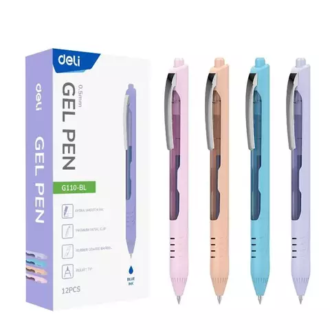 Caneta Esferográfica Deli Gel Clip Metal Pont Bullet Retrátil Azul 0.5mm Unidade
